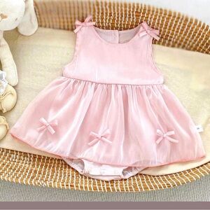 🔥🆕🔥 Cutey N Coolty Tulip Romper Dress Pink Iridescent Tulle 12-18m